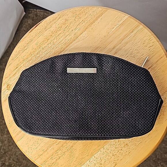 Clutch by Giorgio Armani Black Textured Material Silver hardware - Picture 1 of 5
